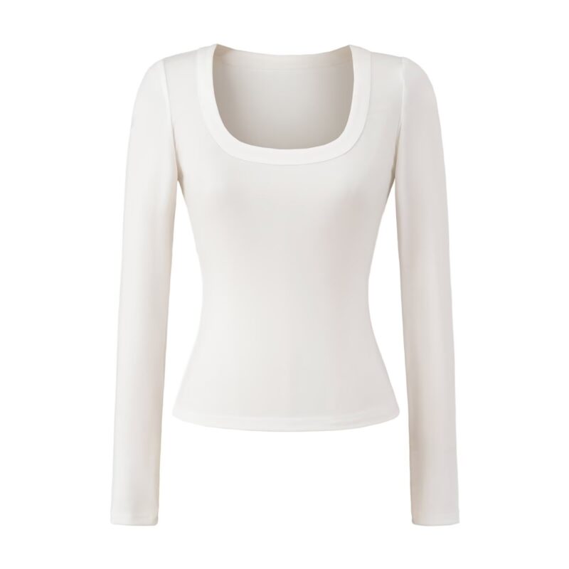Lyocell long sleeve scoop neck basic top  #C013