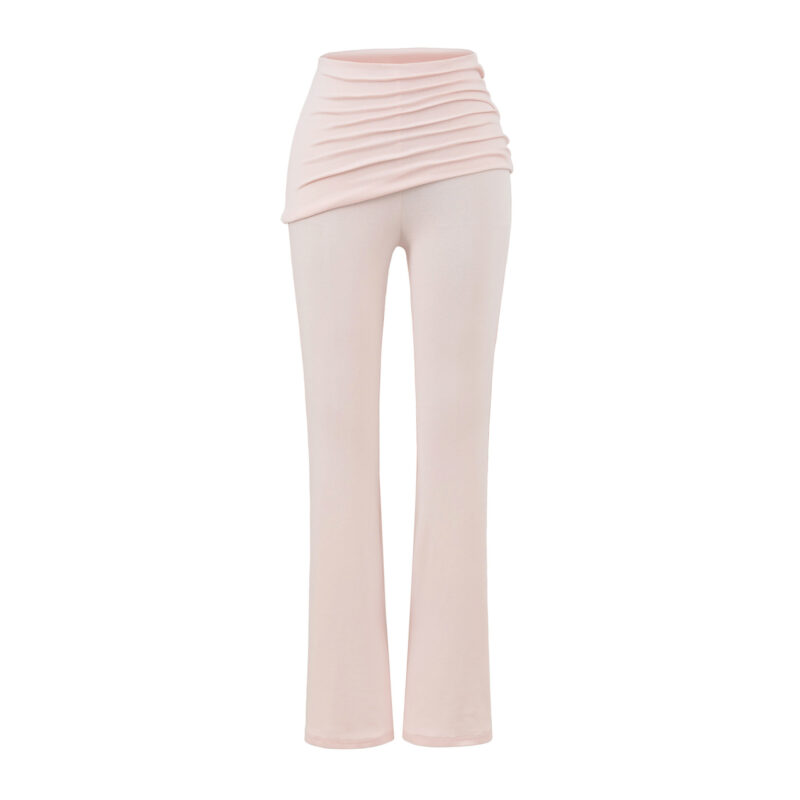 Asymmetrical ruched waist flare pants  #C006