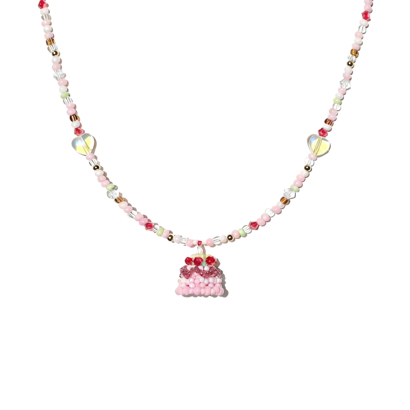 Birthday Cake Handmade Beaded necklace  #A013