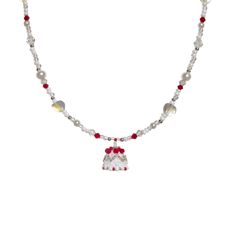 Birthday Cake Handmade Beaded necklace  #A014