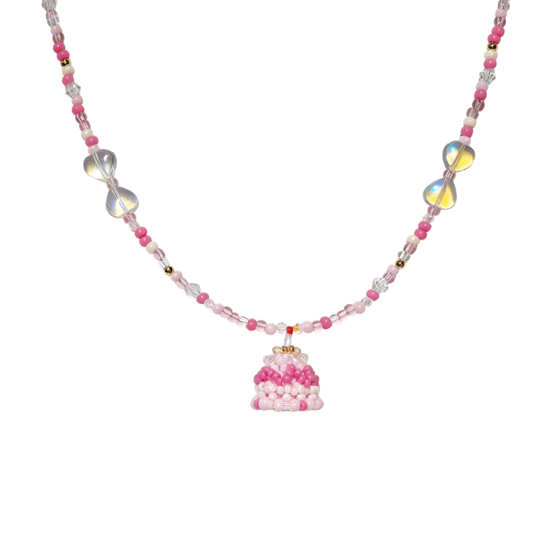 Birthday Cake Handmade Beaded necklace  #A012